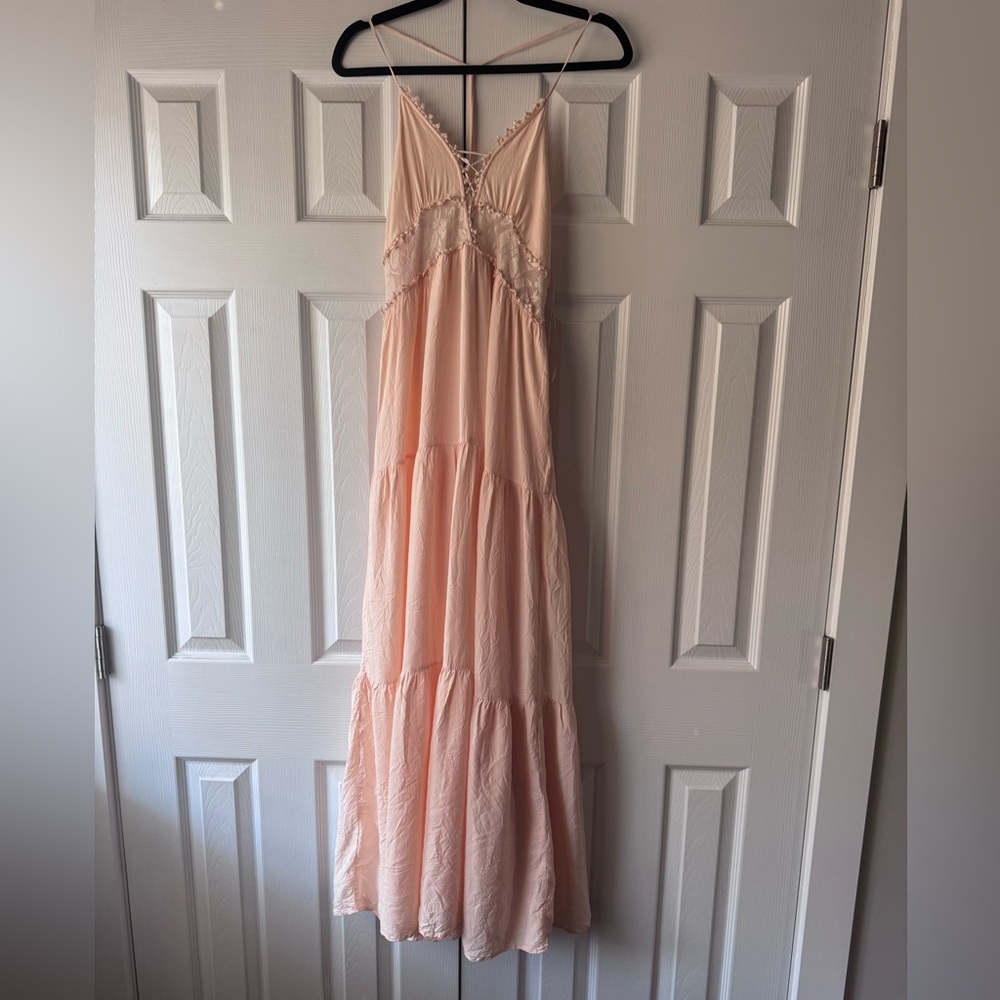 H&M Blush Pink Maxi Dress with Lace